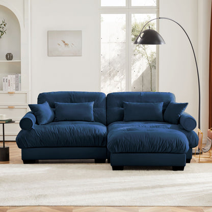Super Comfort Oversized Modular Sectional Sofa with Movable Ottoman in navy blue fabric on Tampa Home & Garden Store
