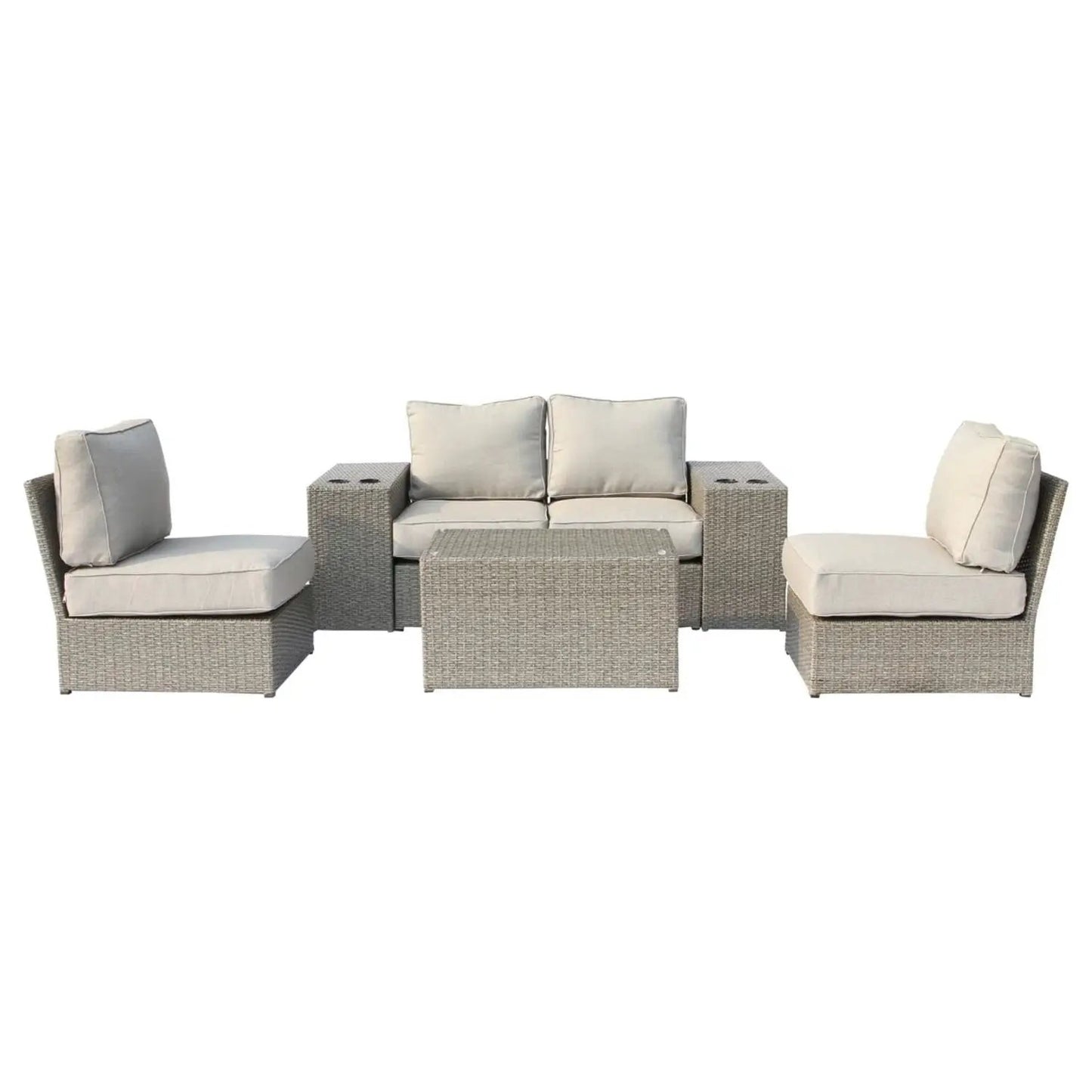 Stylish Wicker Outdoor Seating Group 4pc gray cushions Unique Piece Furniture on Tampa Home & Garden Store