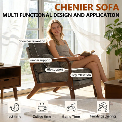 Upholstered Living Room Chair With Lumbar Cushion