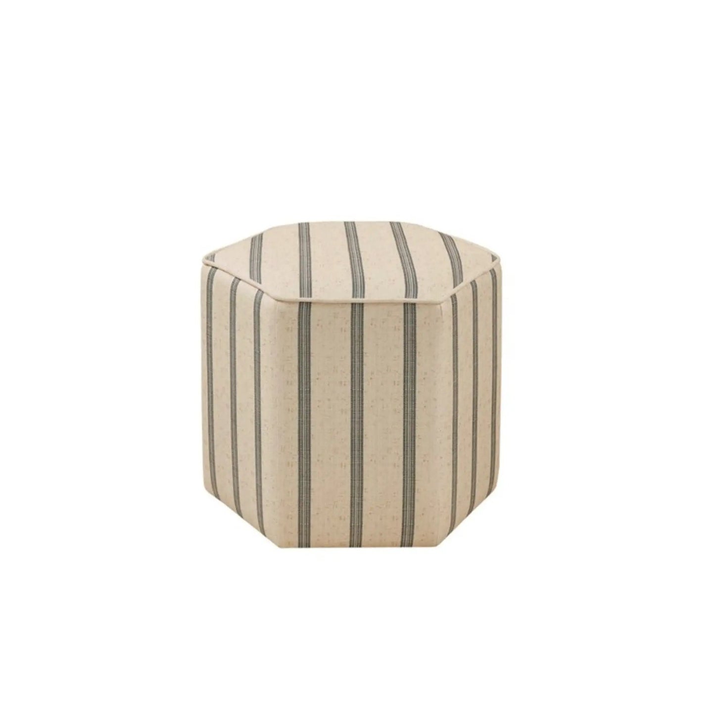 Accent Ottoman Printed Stripe upholstered in beige fabric with vertical dark stripes on Tampa Home & Garden Store
