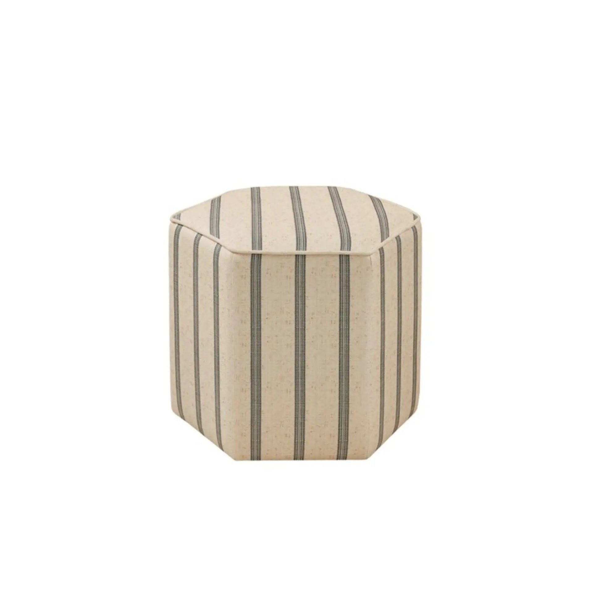 Accent Ottoman Printed Stripe upholstered in beige fabric with vertical dark stripes on Tampa Home & Garden Store