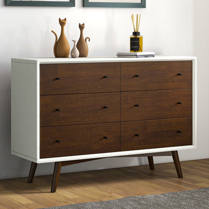6-Drawer Dresser with dark brown wood drawers and white frame on Tampa Home & Garden Store