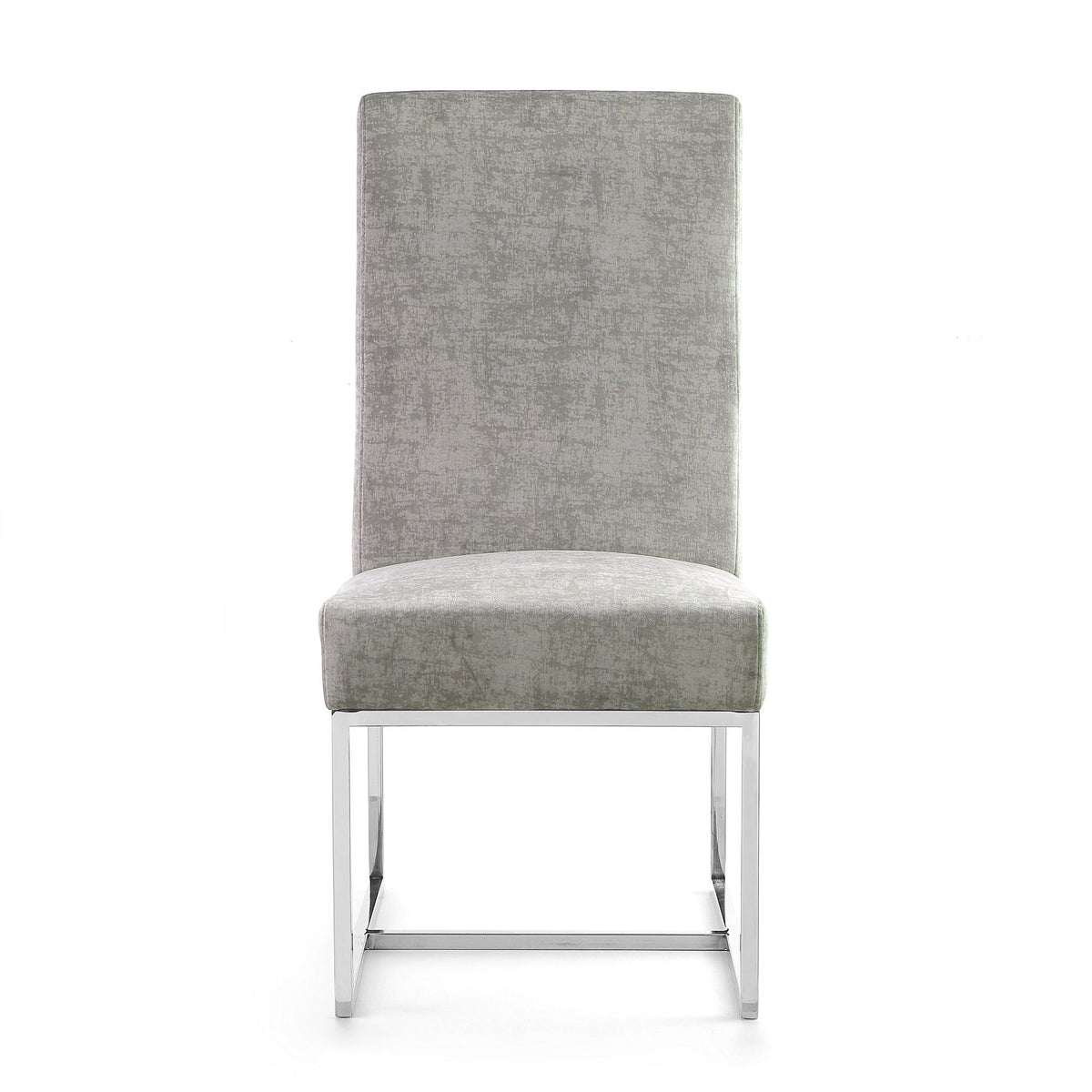 Element Dining Chair gray velvet upholstery with chrome metal legs high-back on Tampa Home & Garden Store