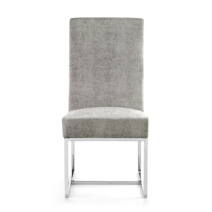 Element Dining Chair gray velvet upholstery with chrome metal legs high-back on Tampa Home & Garden Store