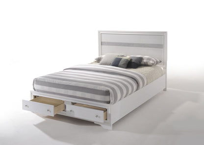 Naima Elegance Panel Bed with white finish and integrated drawer storage by HouseOfZazla on Tampa Home & Garden Store