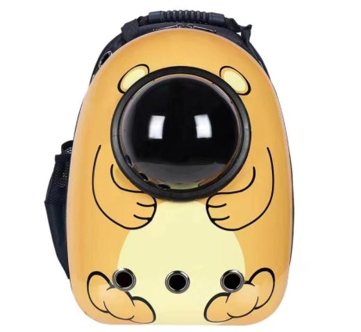 Pet Zen space bag pet backpack yellow carrier with black viewing window and paw accents on Tampa Home & Garden Store