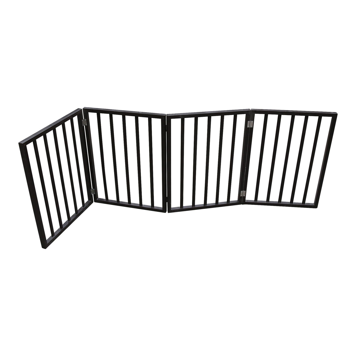 Dog gate 3-panel folding freestanding gate in dark brown metal for doorways stairs on Tampa Home & Garden Store