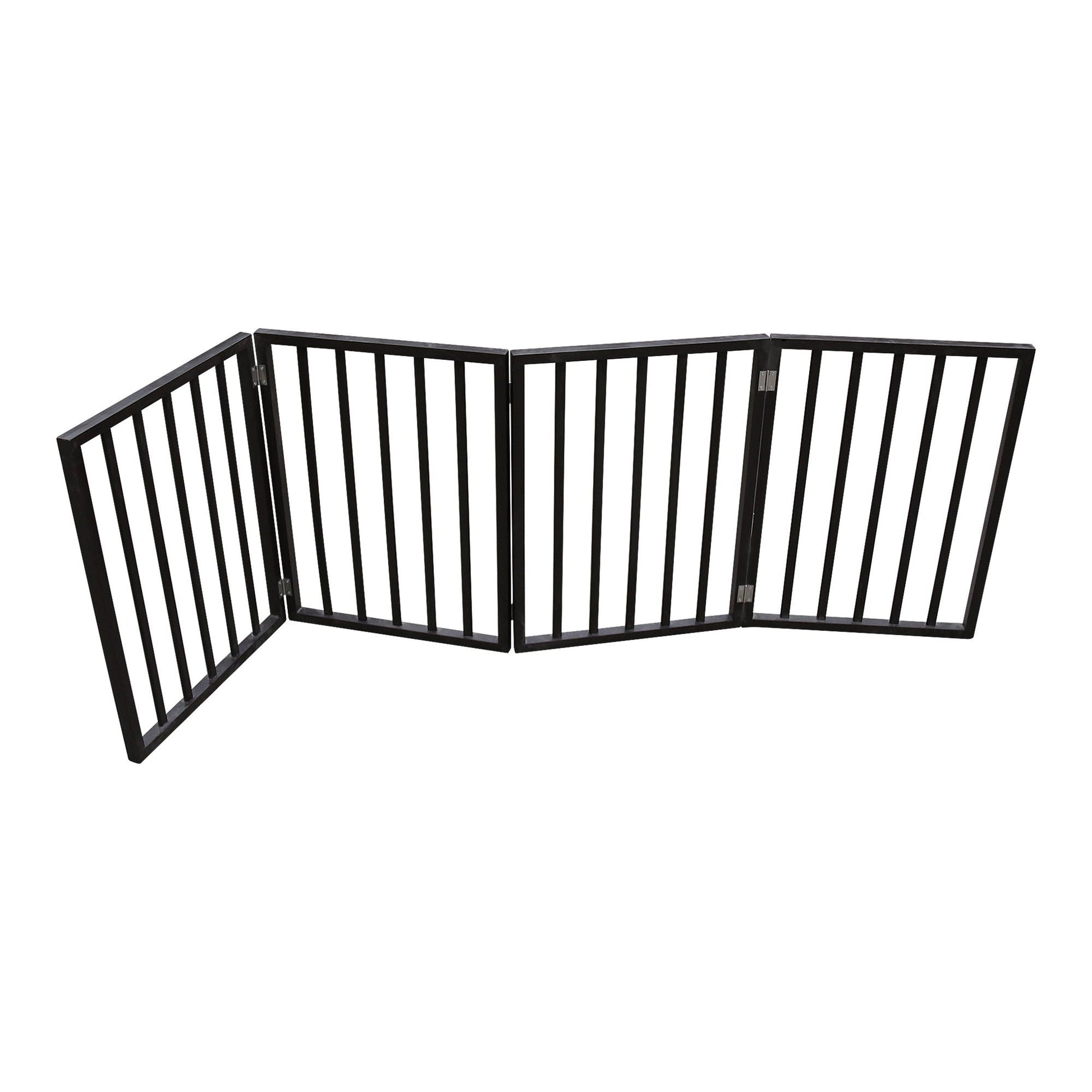 Dog gate 3-panel folding freestanding gate in dark brown metal for doorways stairs on Tampa Home & Garden Store