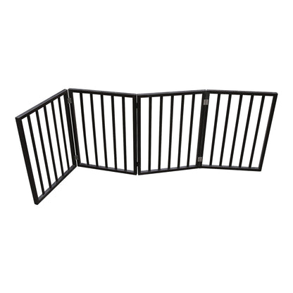 Dog gate 3-panel folding freestanding gate in dark brown metal for doorways stairs on Tampa Home & Garden Store