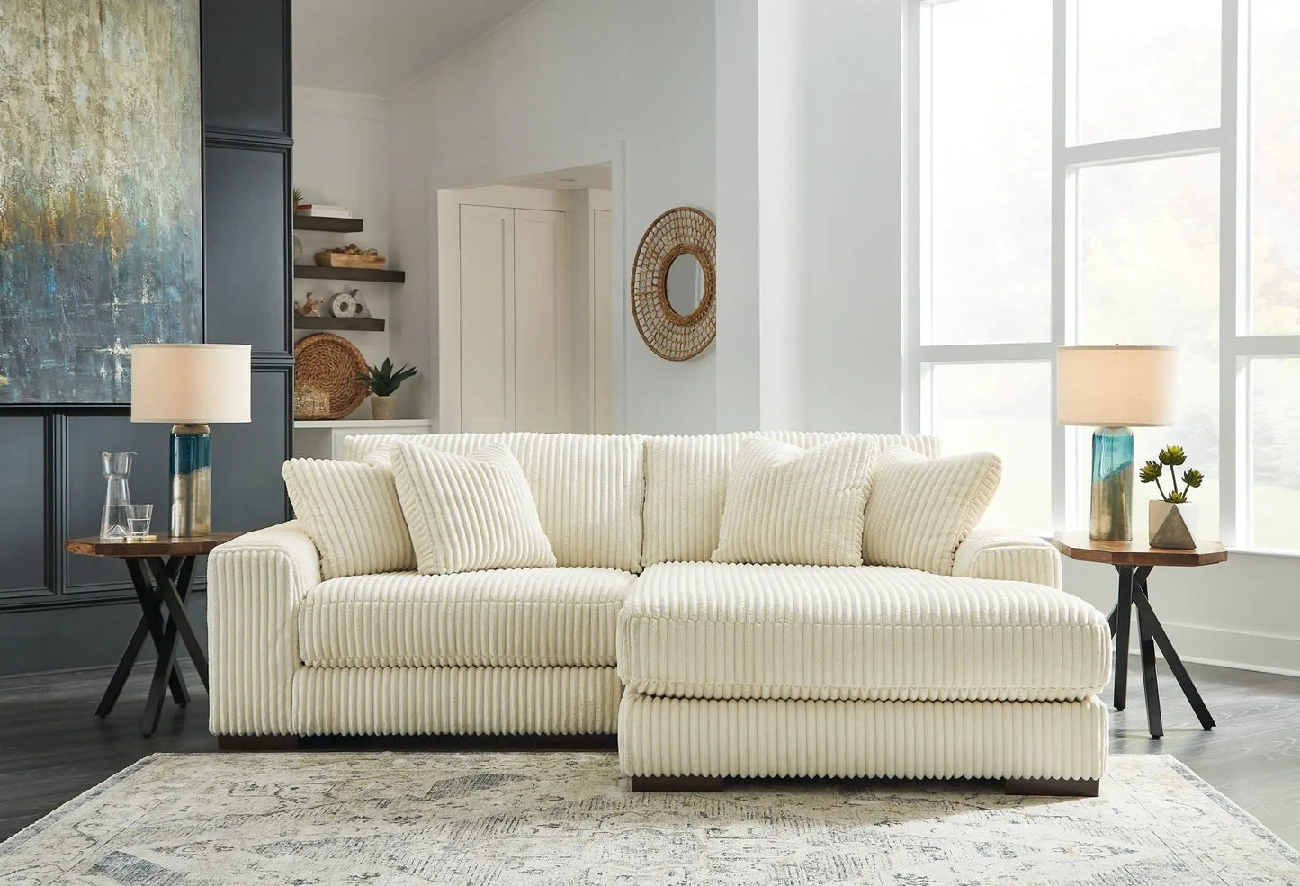 Lindyn Sectional Sofa with Cord Upholstery