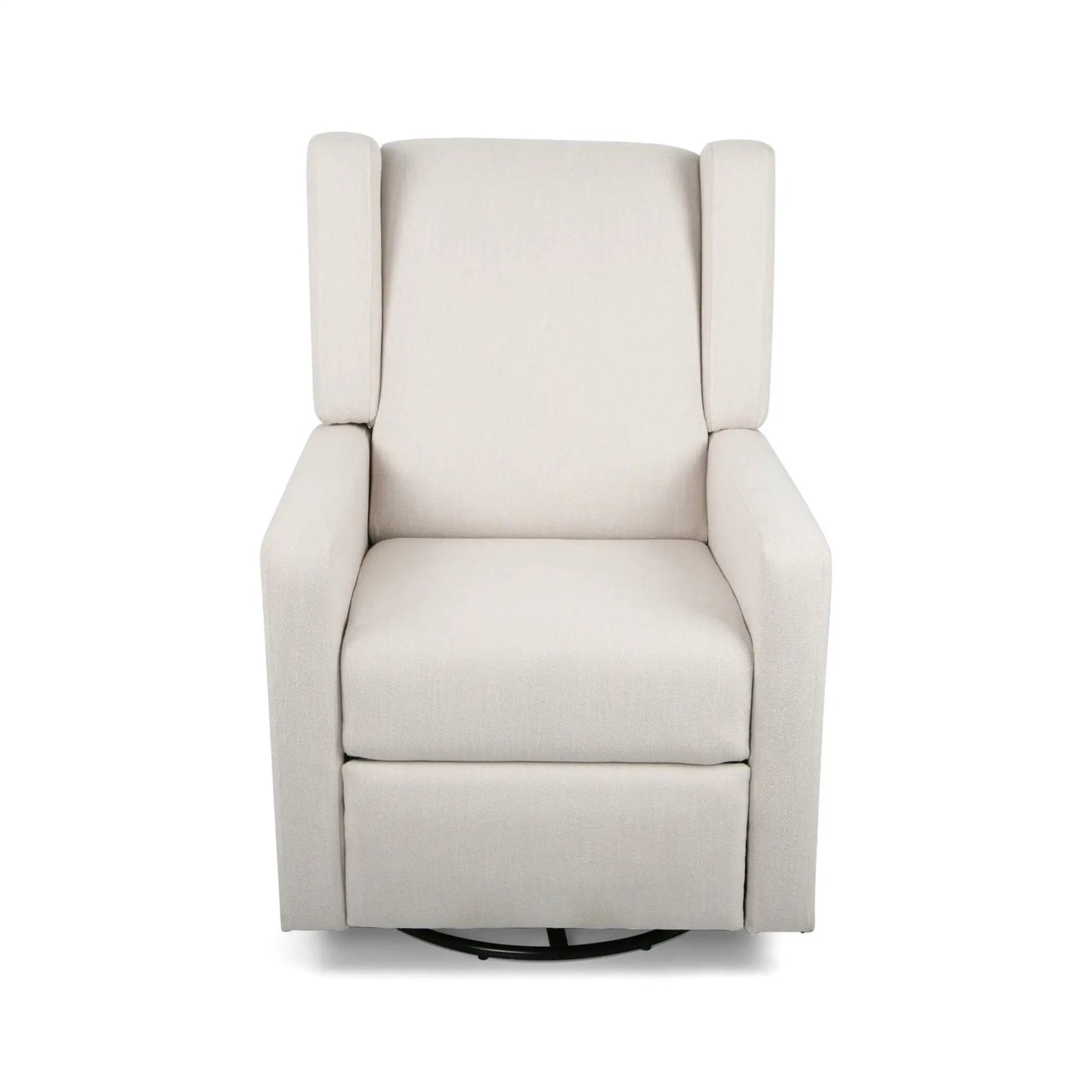 Landau Contemporary Fabric Upholstered Swivel Recliner beige fabric with swivel base on Tampa Home & Garden Store