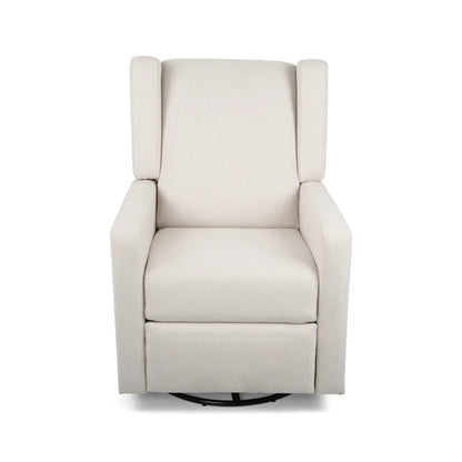 Landau Contemporary Fabric Upholstered Swivel Recliner beige fabric with swivel base on Tampa Home & Garden Store