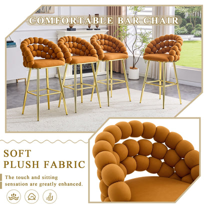 Ball Chain Bubble Tufted Bar Chairs Set Of Two