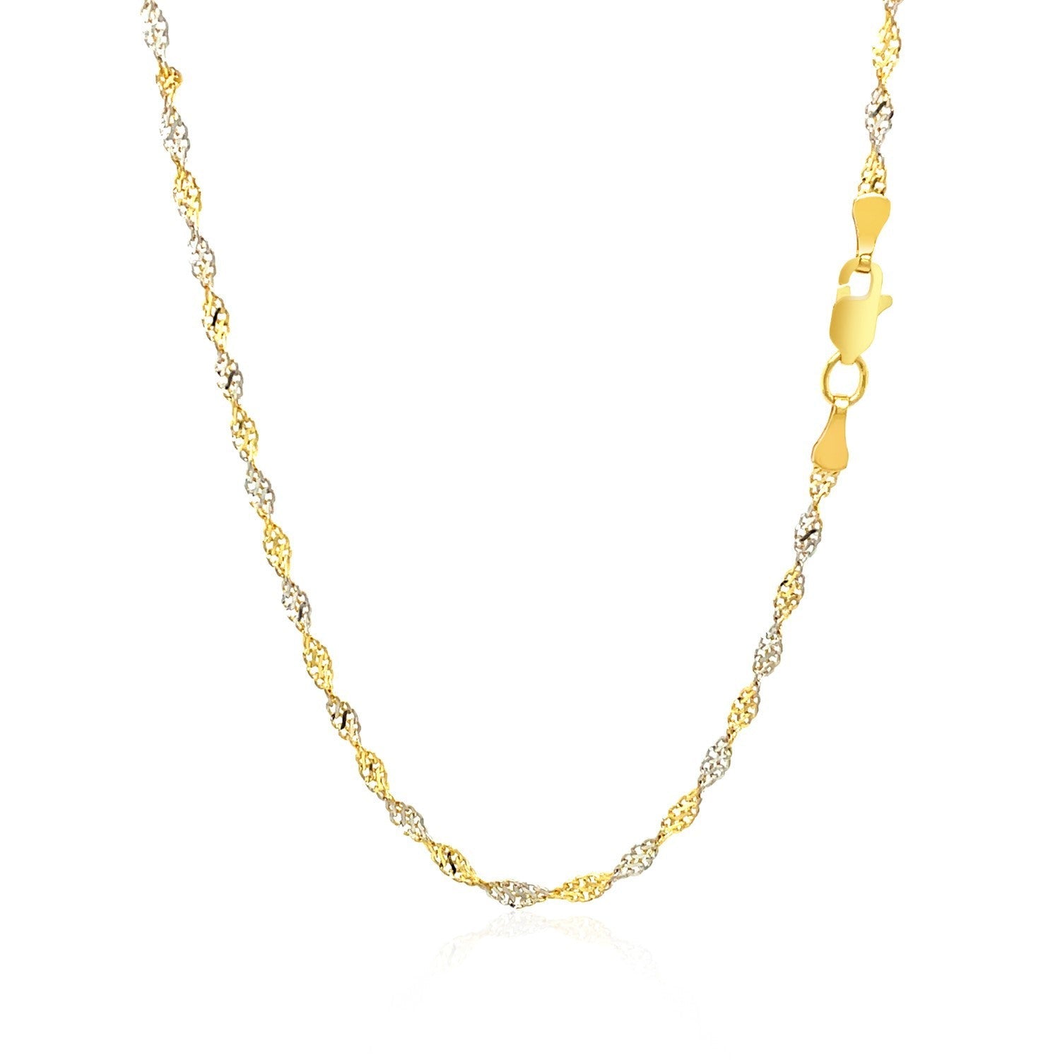 2.0mm two-tone 14k Singapore chain necklace yellow and white links with lobster clasp on Tampa Home & Garden Store