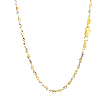 2.0mm two-tone 14k Singapore chain necklace yellow and white links with lobster clasp on Tampa Home & Garden Store