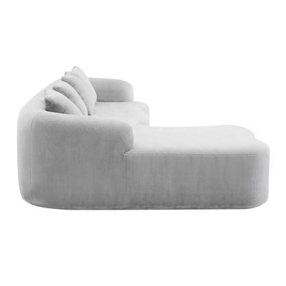 Modular L-Shape Sectional Sofa With Curved Chaise in light gray fabric HouseOfZazla on Tampa Home & Garden Store