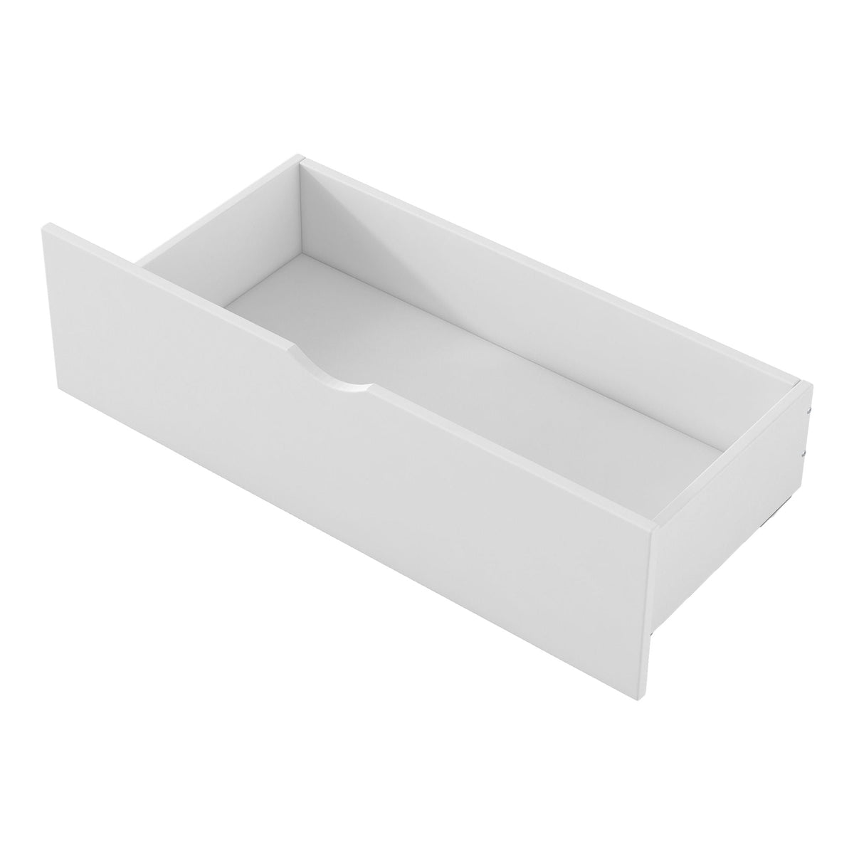 White platform bed with guard rails and two under-bed drawers on Tampa Home & Garden Store