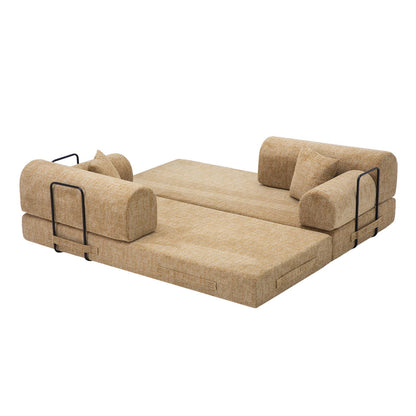Modern Two Tone Fabric Sofa and Convertible Bed