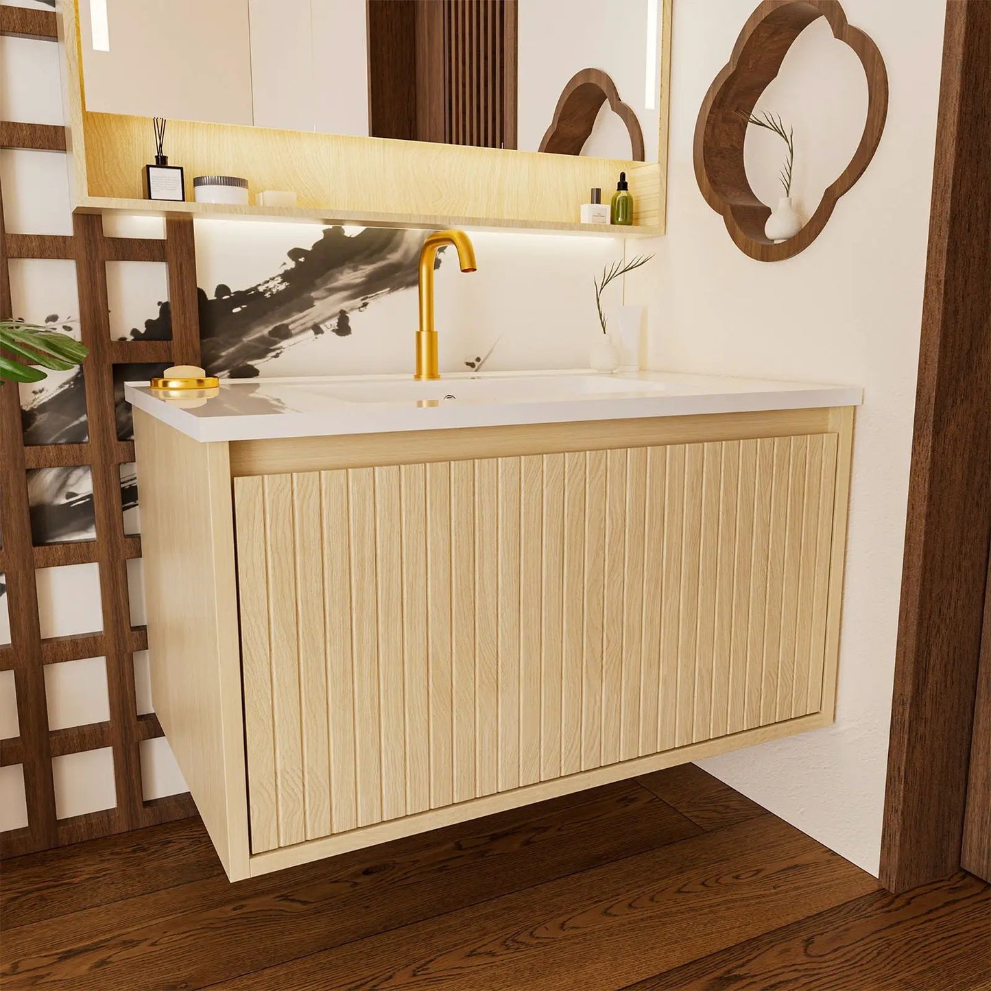 Wall Mounted Floating Bathroom Vanity With Sink
