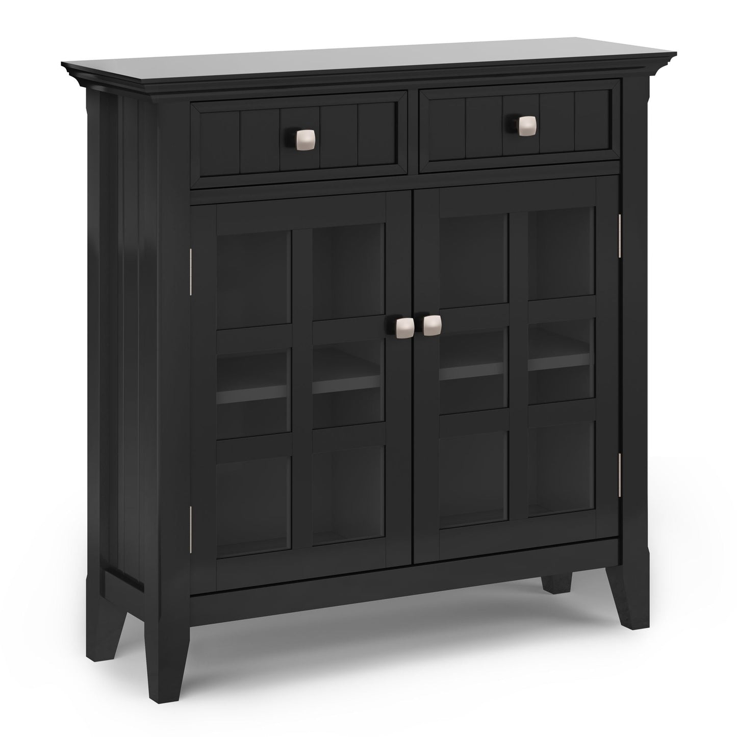 Acadian Entryway Storage Cabinet black with doors knobs glass display HouseOfZazla on Tampa Home & Garden Store