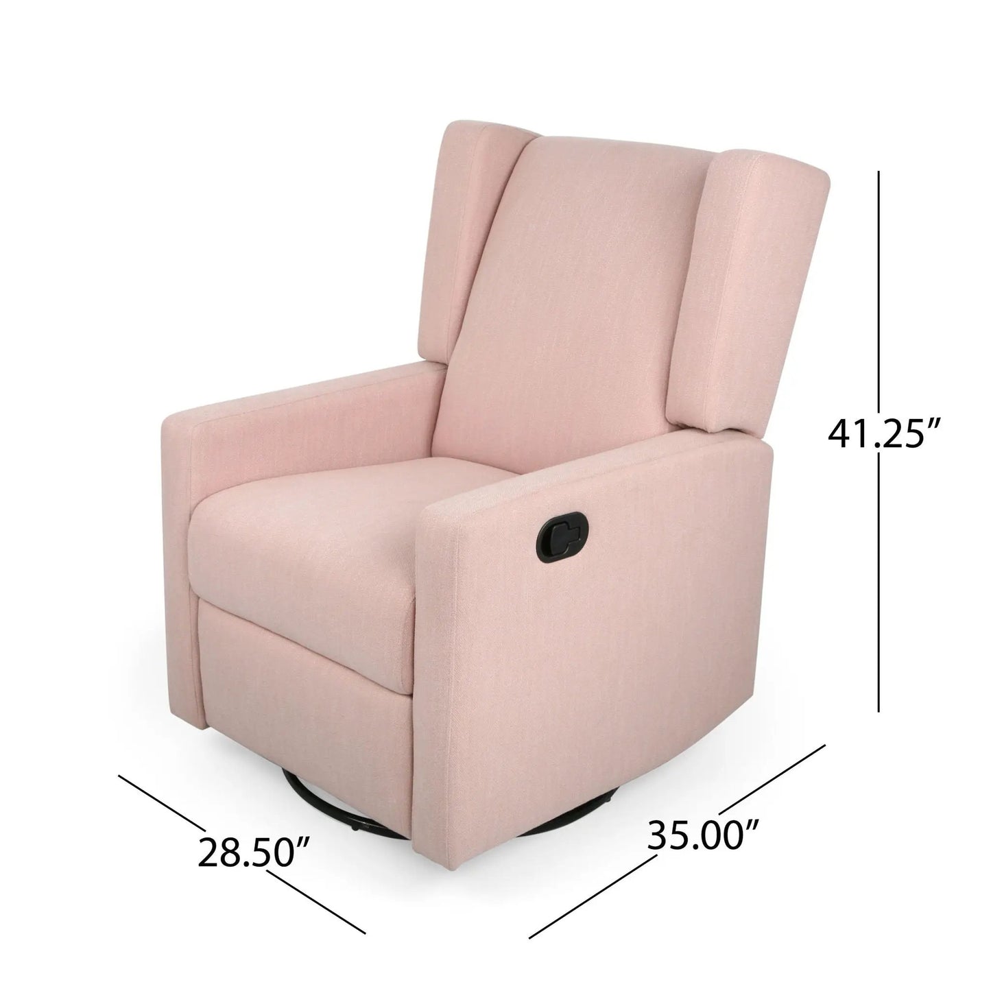 Landau Contemporary Fabric Upholstered Swivel Recliner in blush pink fabric on Tampa Home & Garden Store