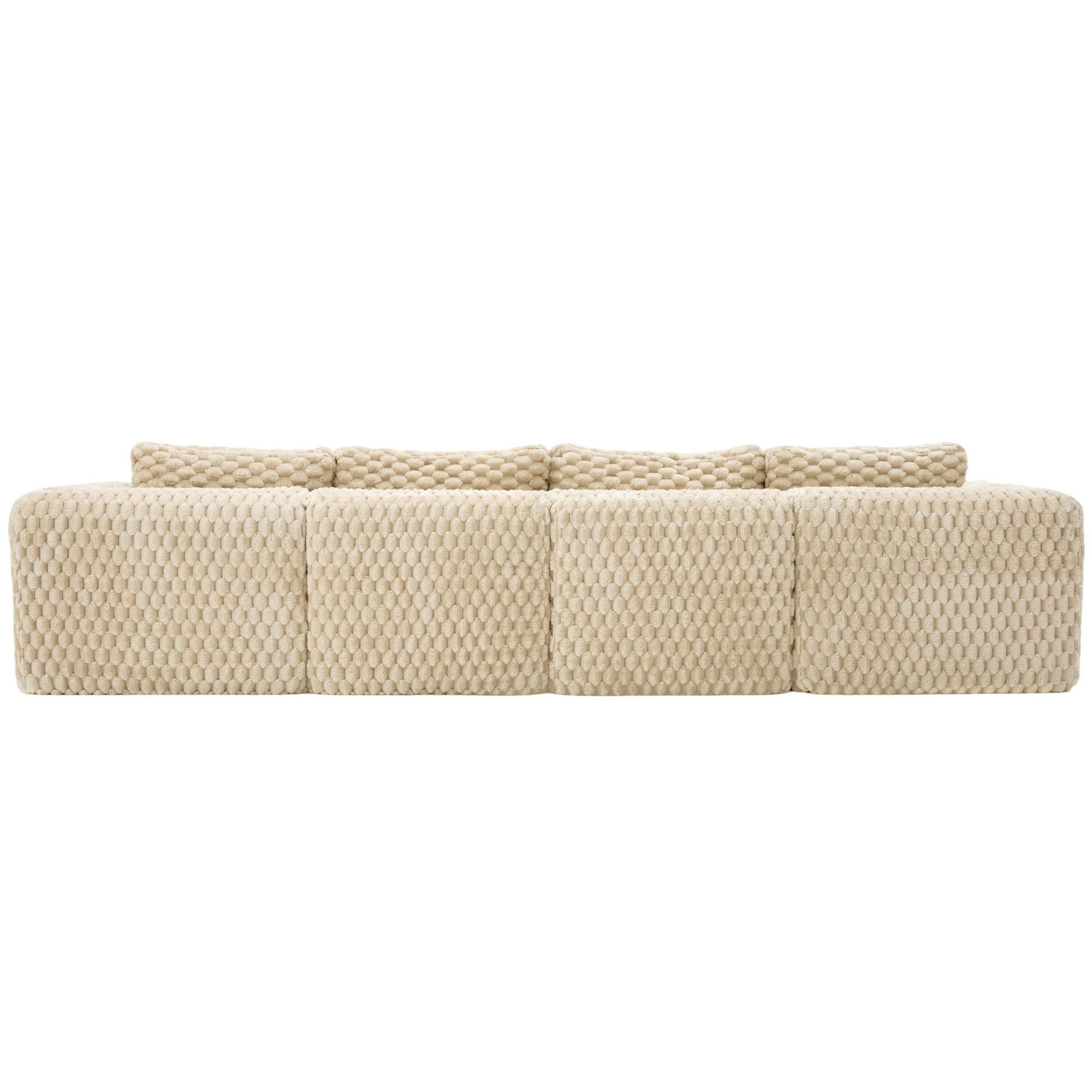 Beige modular sectional sofa by HouseOfZazla with three sections and two movable ottomans on Tampa Home & Garden Store