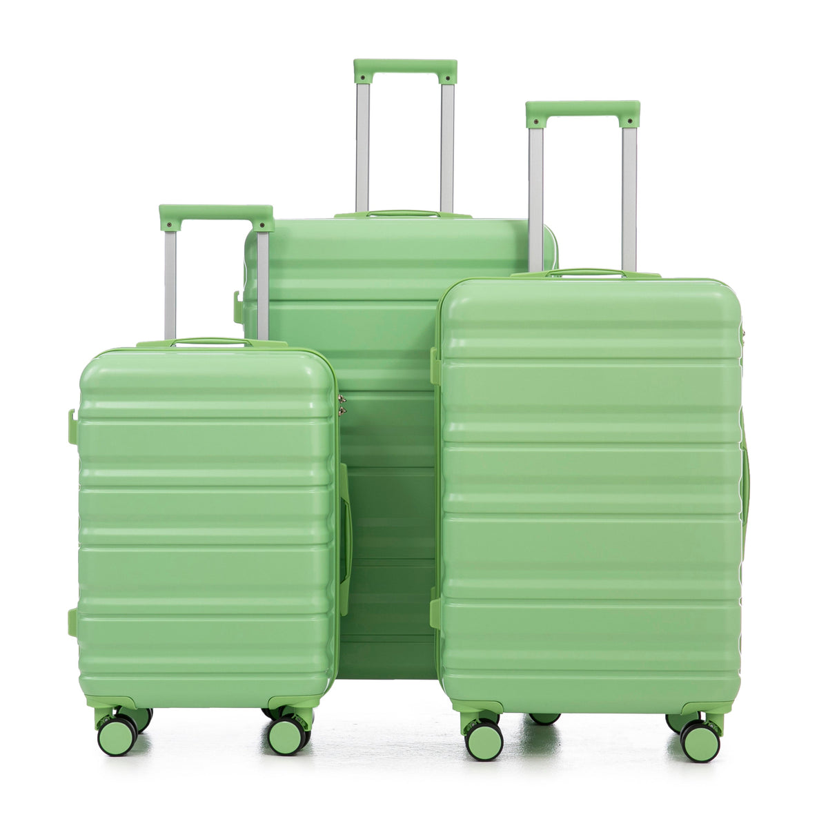 HIFINE Tourist 3-Piece Spinner Wheel Luggage Set Green, three green suitcases on wheels on Tampa Home & Garden Store