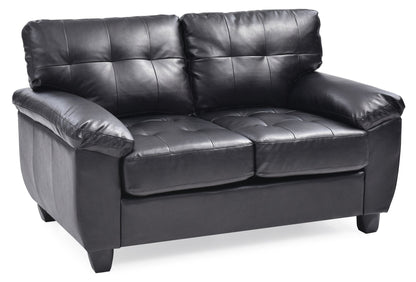 Black leather stationary loveseat with padded arms by HouseOfZazla on Tampa Home & Garden Store
