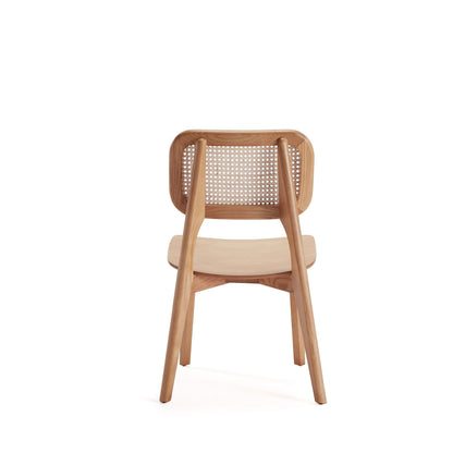 Dining chair with cane backrest and solid wood frame in light brown on Tampa Home & Garden Store