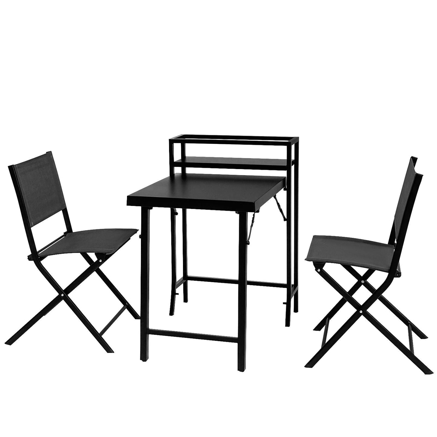 Black Folding Patio Bistro Set and Sling Chairs