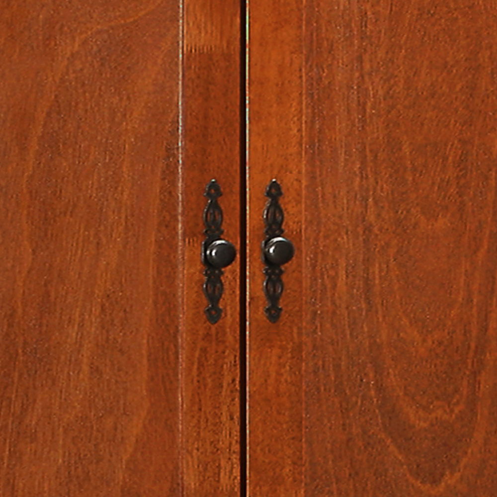 Traditional armoire with hanging bar in warm brown wood, black ornate handles HouseOfZazla on Tampa Home & Garden Store