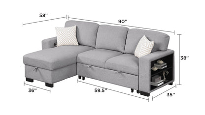 Pinto Modern Style Sectional Sofa by HouseOfZazla in gray fabric with ottoman and storage on Tampa Home & Garden Store