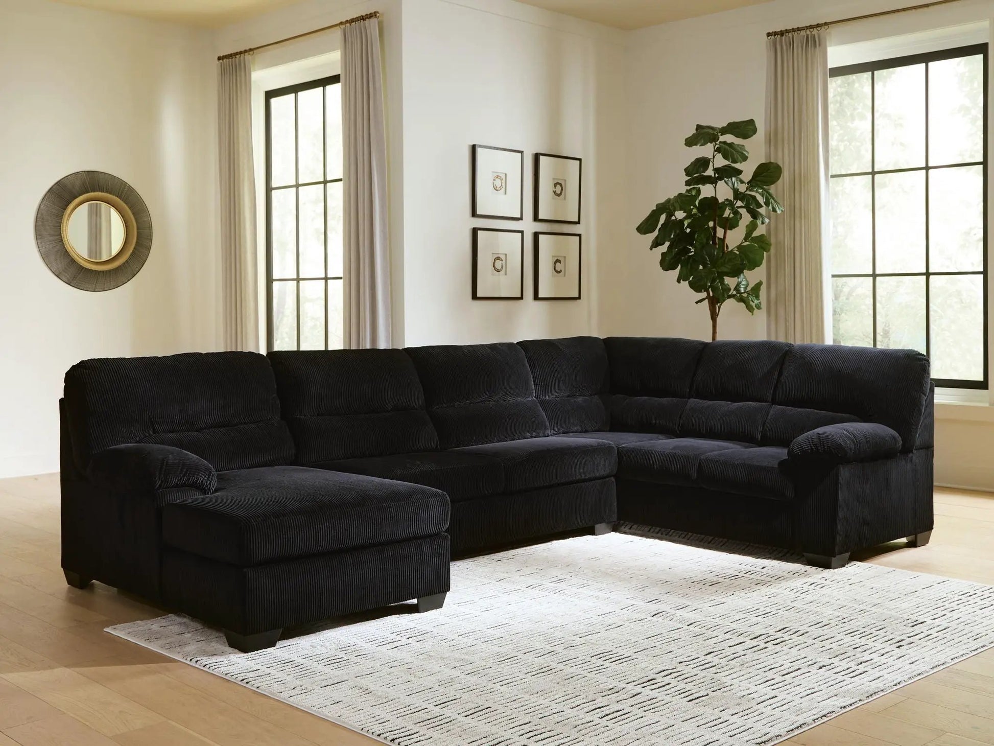SimpleJoy Sectional by Unique Piece Furniture in charcoal fabric, stationary sofa on Tampa Home & Garden Store