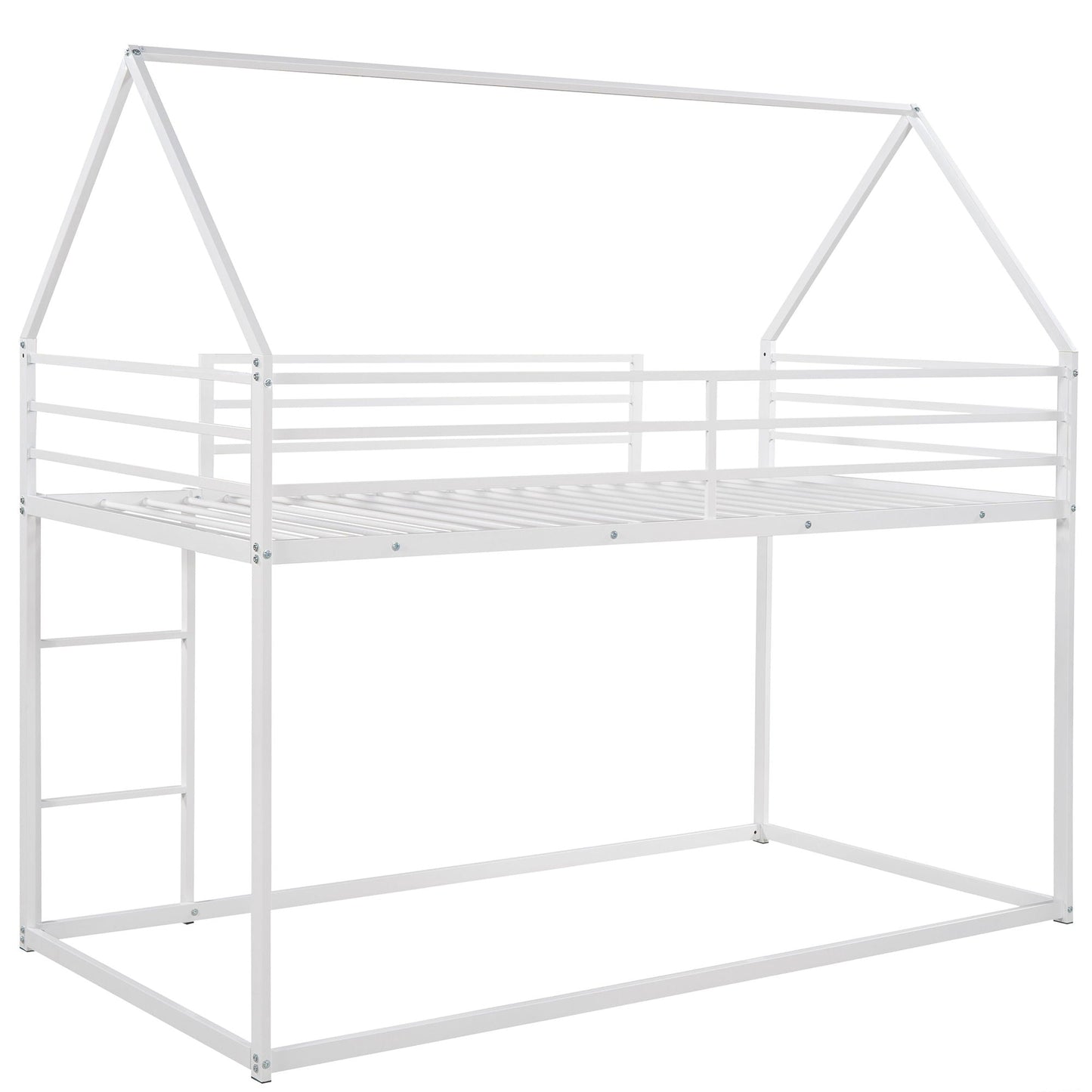 House Bunk Bed With Built In Ladder, white metal frame, HouseOfZazla on Tampa Home & Garden Store