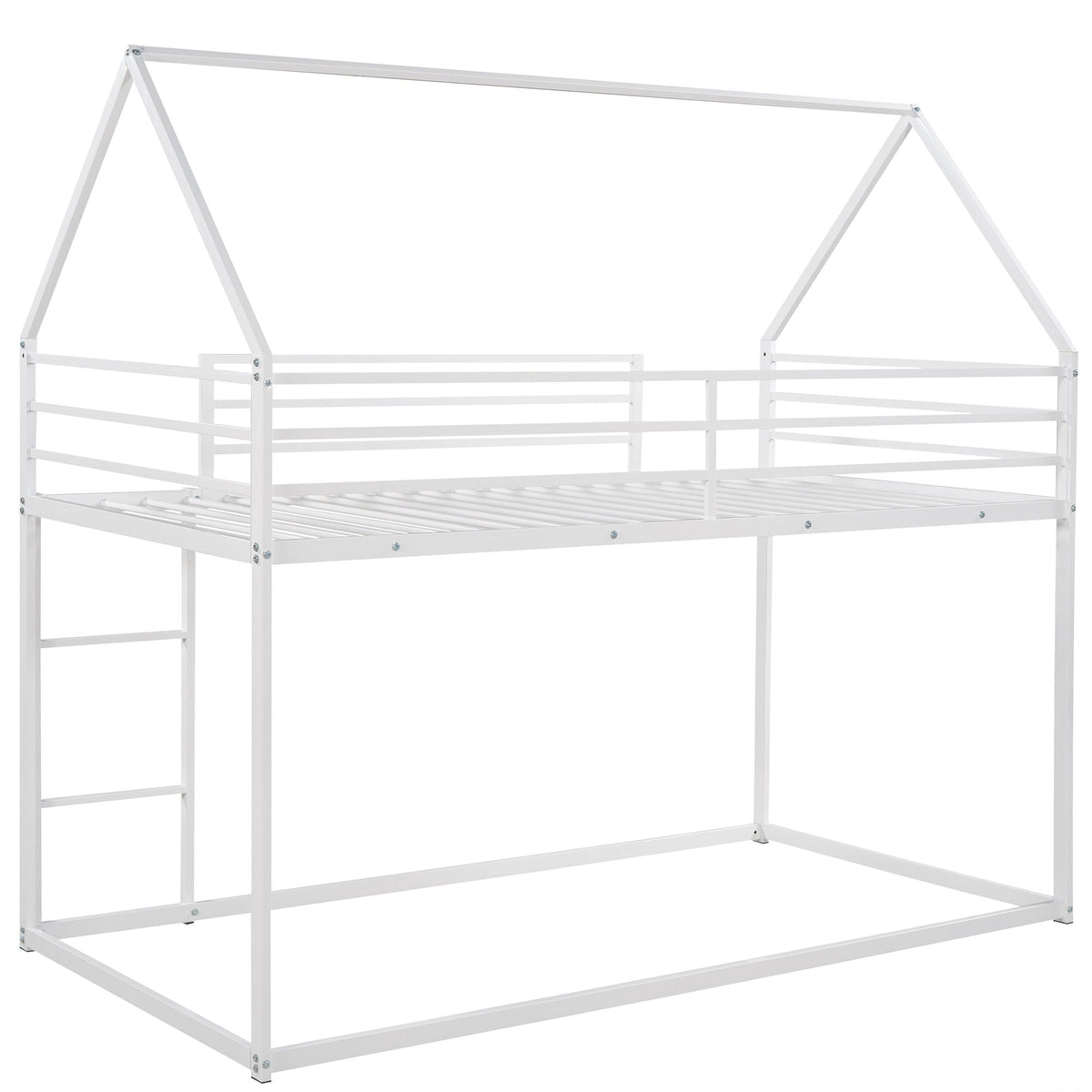 House Bunk Bed With Built In Ladder, white metal frame, HouseOfZazla on Tampa Home & Garden Store
