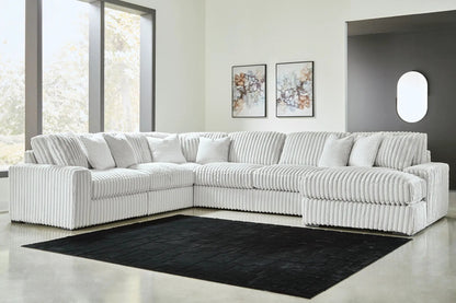 Stupendous Sectional by Unique Piece Furniture, white ribbed fabric, L-shaped stationary sofa on Tampa Home & Garden Store