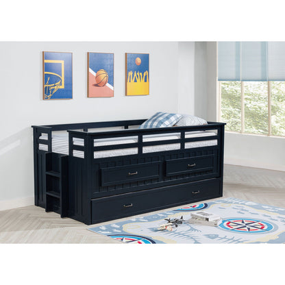 Starboard Captain's Bed with Trundle by HouseOfZazla in dark navy with built-in storage drawers on Tampa Home & Garden Store