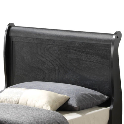 Panel Sleigh Bed by HouseOfZazla; dark espresso wood headboard with paneled detail on Tampa Home & Garden Store