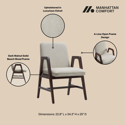 Stella Cream Armchair with Beech Wood and Cushion