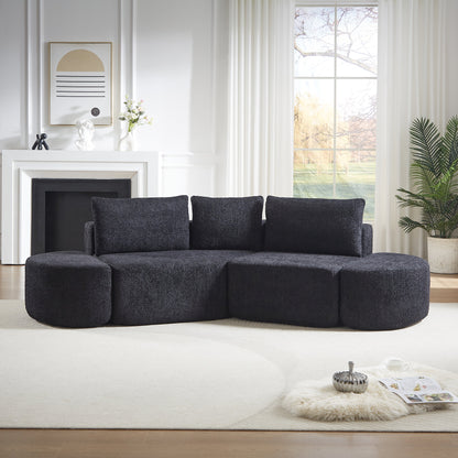 the V-Shaped and Modular Sofa in Chenille Fabric