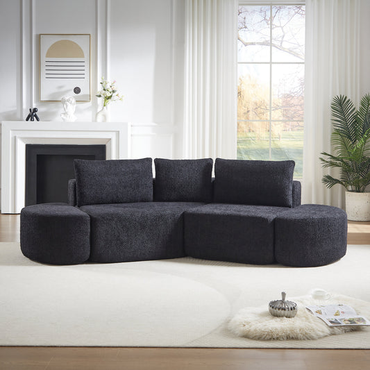 V-Shaped Modular Sofa Set in Chenille Fabric by HouseOfZazla, charcoal black sectional on Tampa Home & Garden Store