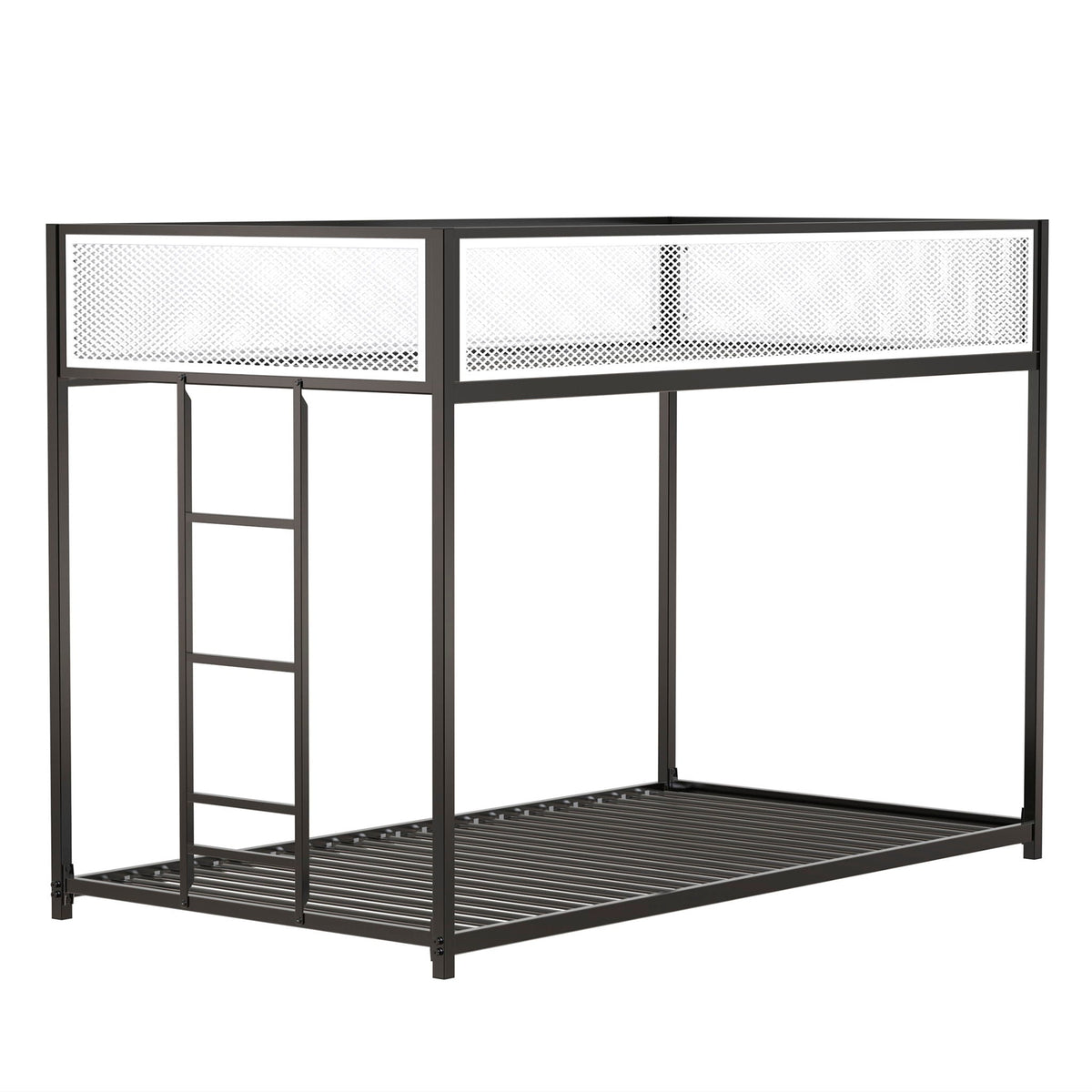 Adam bunk guard rail bunk bed by HouseOfZazla in black metal with white perforated panels on Tampa Home & Garden Store