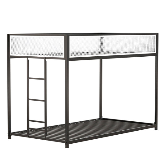 Adam bunk guard rail bunk bed by HouseOfZazla in black metal with white perforated panels on Tampa Home & Garden Store
