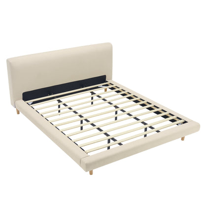Beige Chunky Upholstered Headboard Cal King Bed