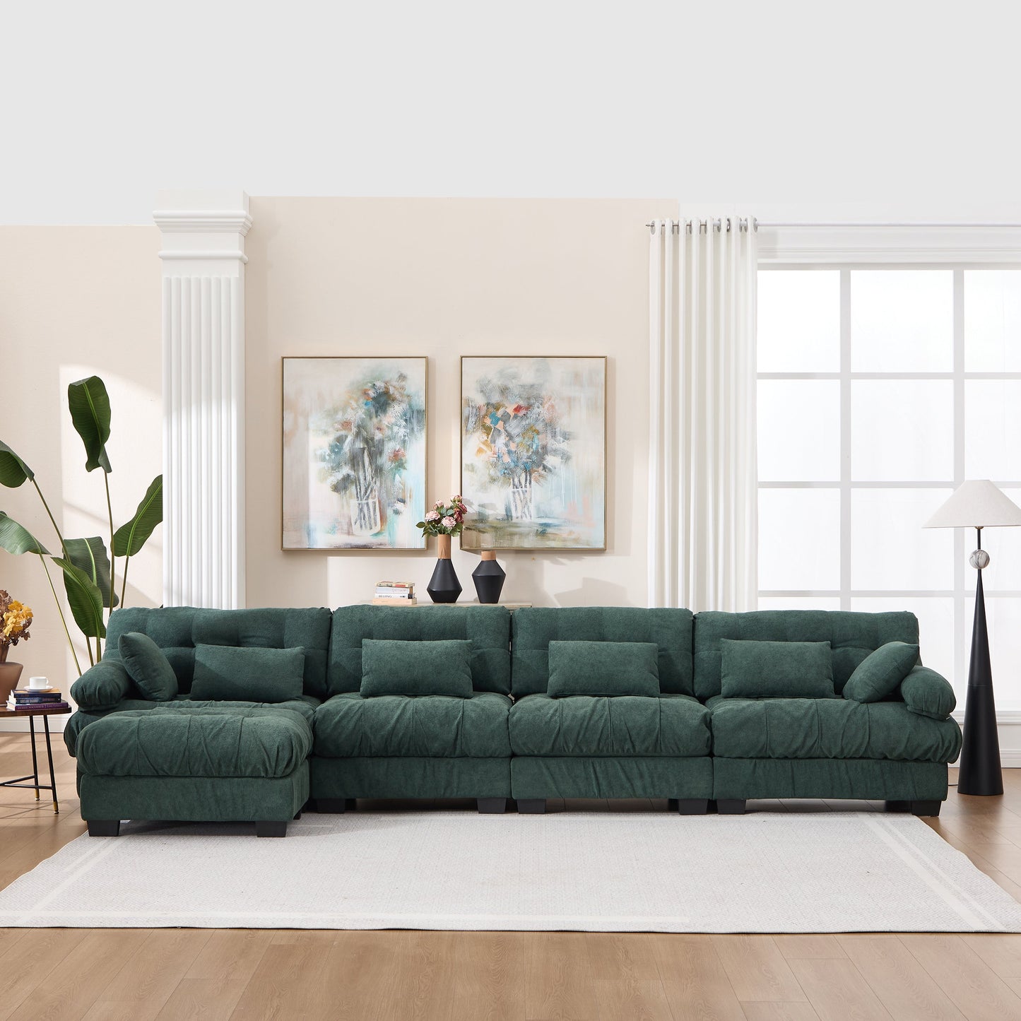 Modular Sectional Sofa Cloud Couch by HouseOfZazla, emerald green velvet L-shaped sofa on Tampa Home & Garden Store