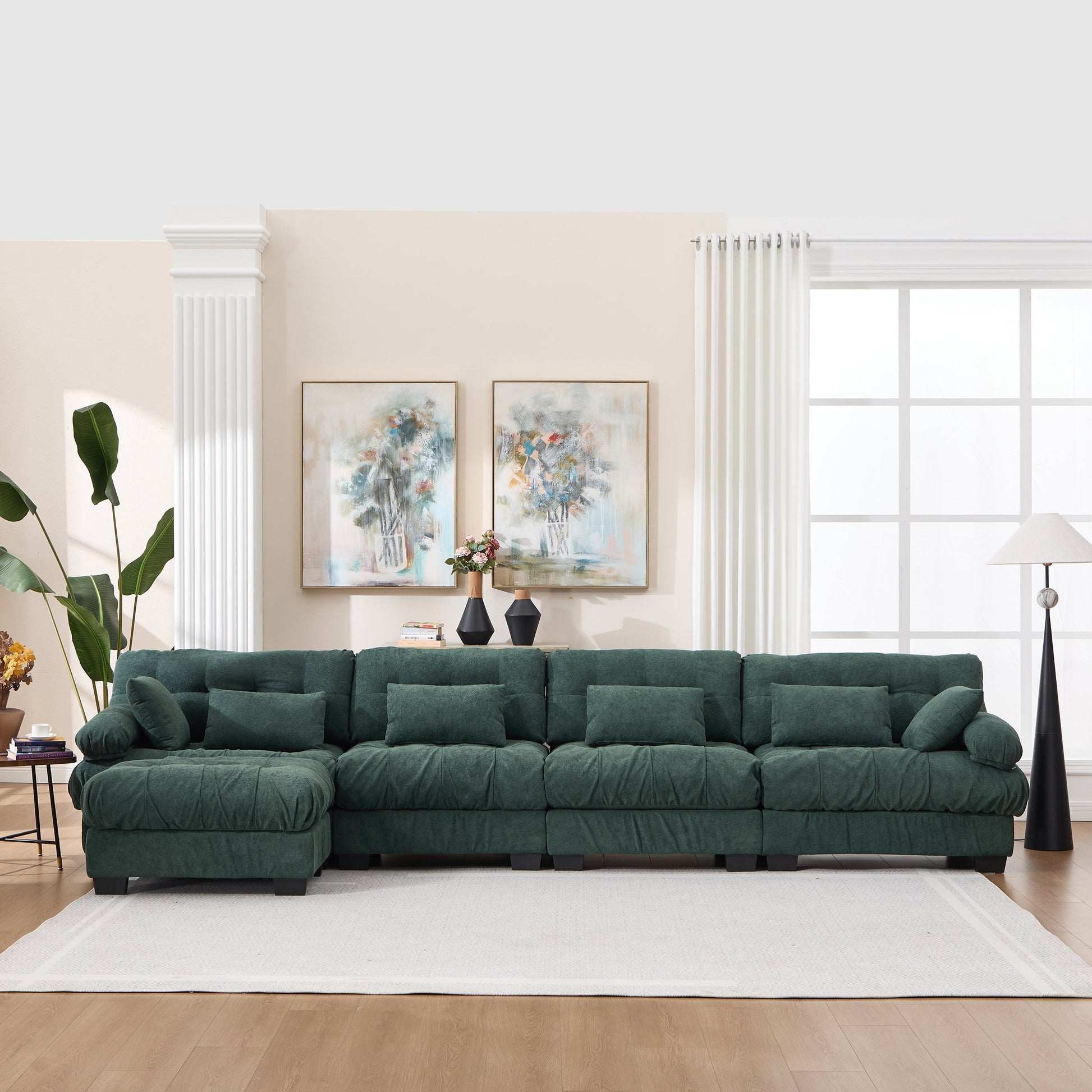 Modular Sectional Sofa Cloud Couch by HouseOfZazla, emerald green velvet L-shaped sofa on Tampa Home & Garden Store