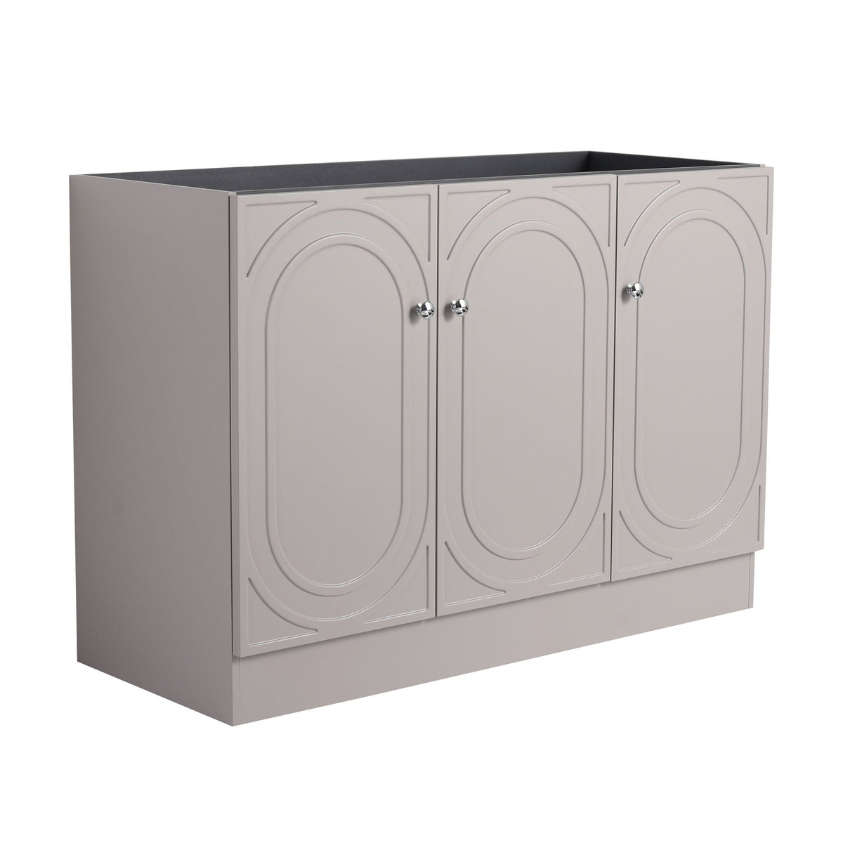 Freestanding bathroom vanity with soft-close gray arched-panel cabinets HouseOfZazla on Tampa Home & Garden Store