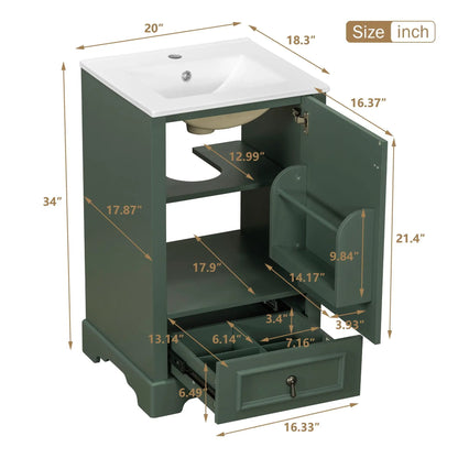 Bathroom Vanity With Sink, Soft Close Door, Shelf