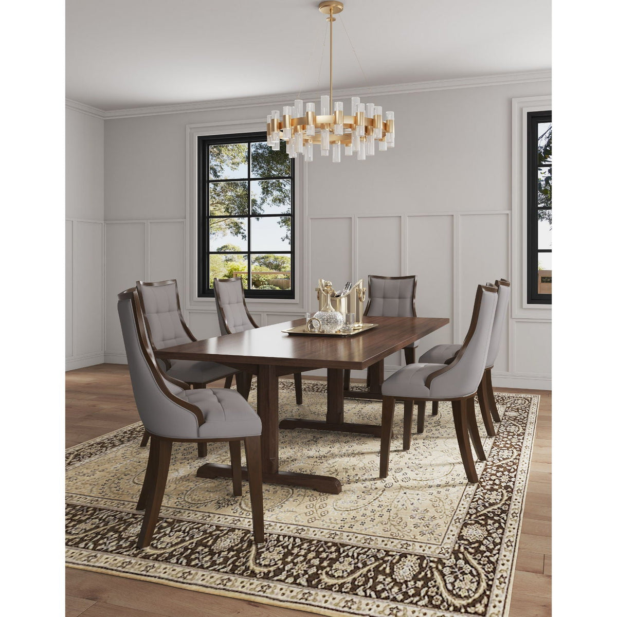 Fifth Avenue dining chair set of 2 in gray upholstered fabric with dark wood legs on Tampa Home & Garden Store
