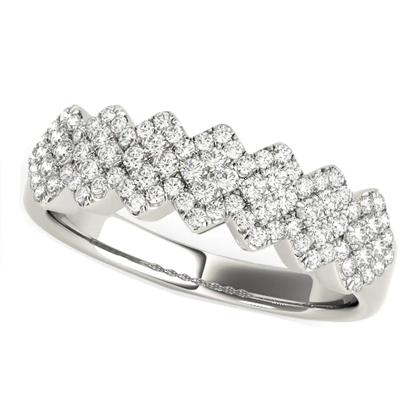 Diamond-studded wide multi-diagonal pattern ring in 14k white gold with 5/8 cttw diamonds by Bids.com on Tampa Home & Garden Store